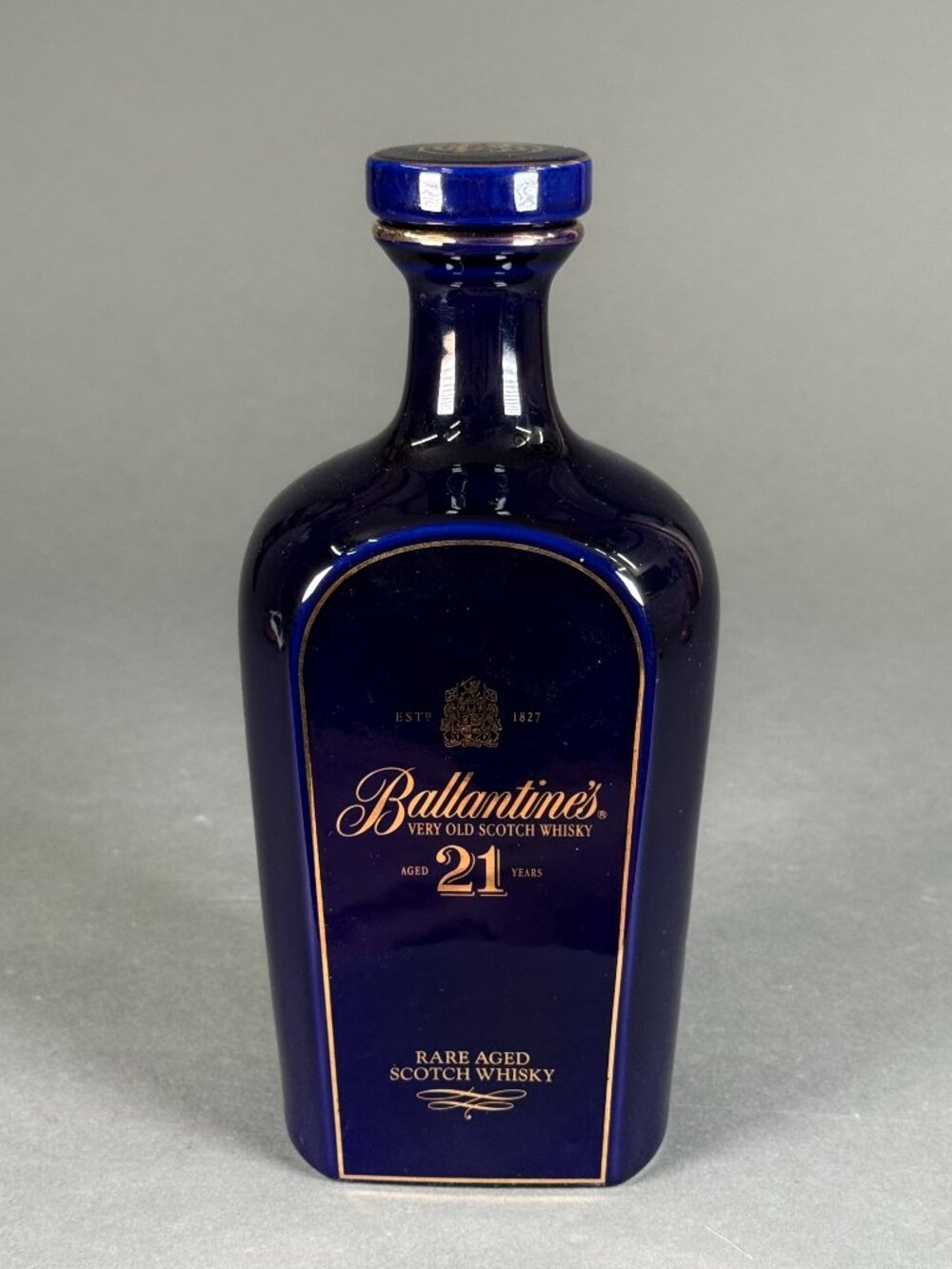 Rare Ballantine's 21 Year Old Empty Blue Wade Porcelain Whisky Decanter 70cl